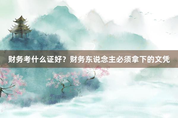 财务考什么证好？财务东说念主必须拿下的文凭